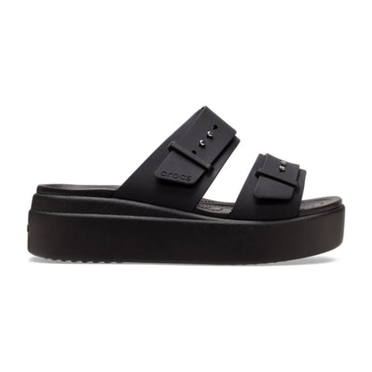 Brooklyn Buckle Low Wedge Sandal - Black