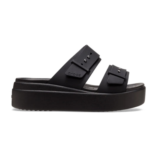 Brooklyn Buckle Low Wedge Sandal - Black
