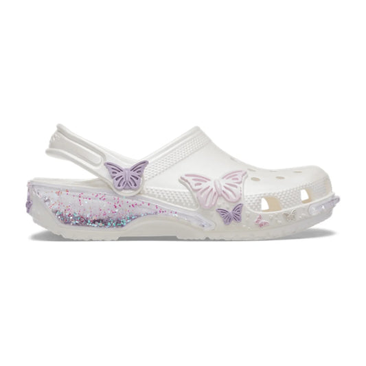 Kids' Classic Butterfly Sparkle Shaker Clog - White