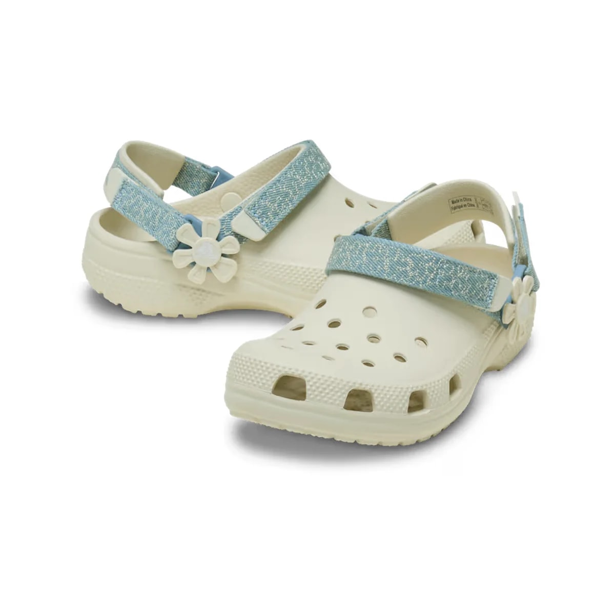 Crocs Kids’ Classic Denim Flower Adjustable Backstrap Clog ALT110