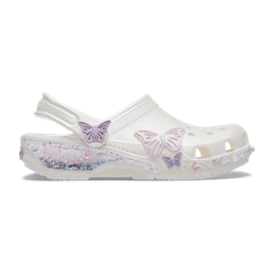 Toddler Classic Butterfly Sparkle Shaker Clog - White