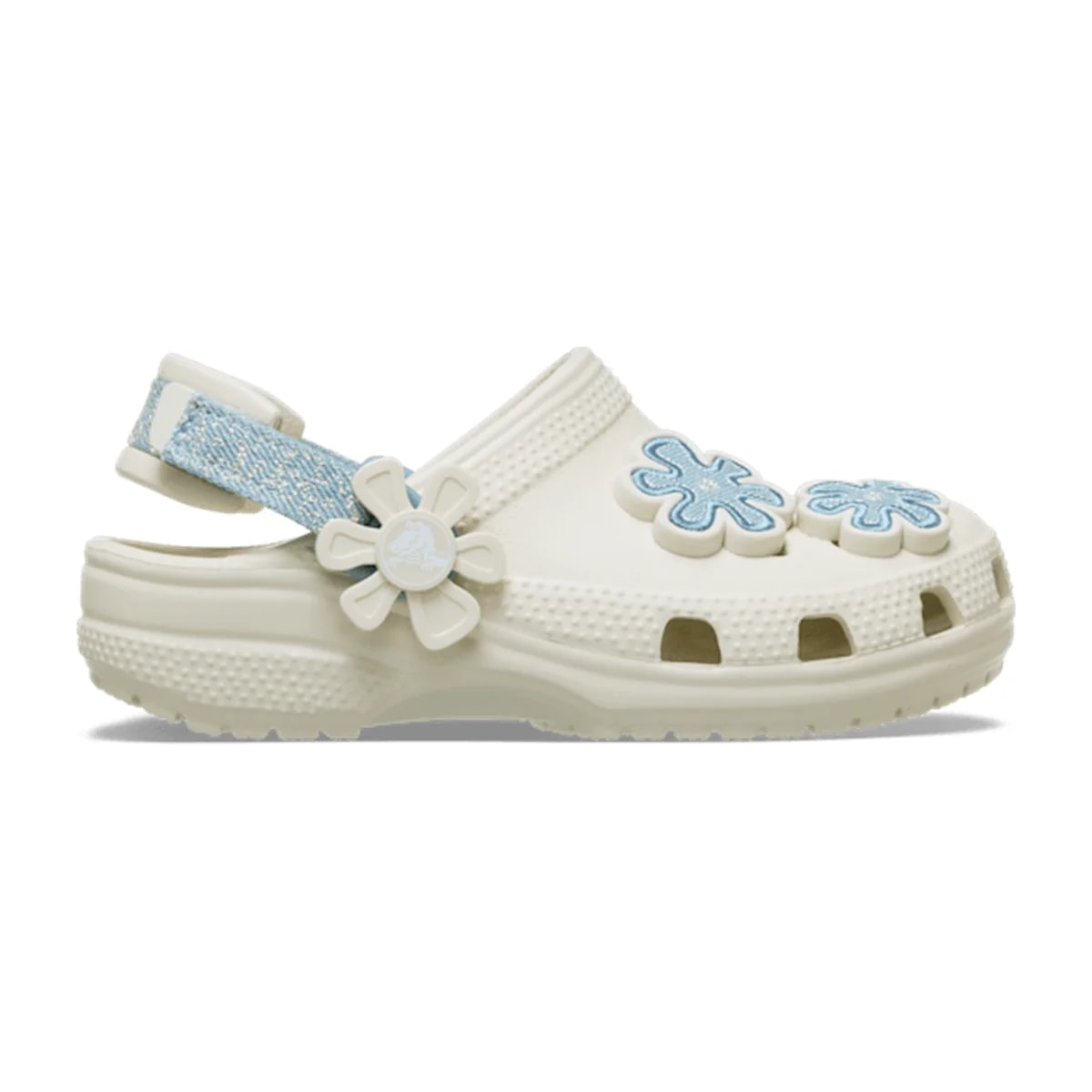 Toddler Classic Denim Flower Adjustable Backstrap Clog - Summit White